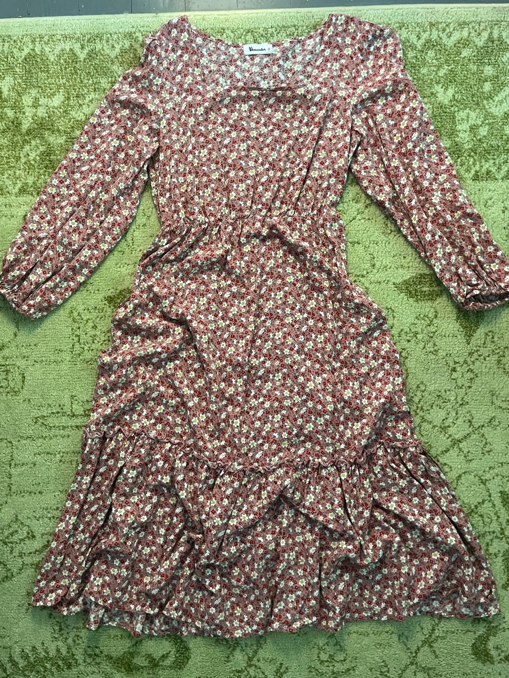 Vernacular Pink Floral Square Neck Maxi Dress